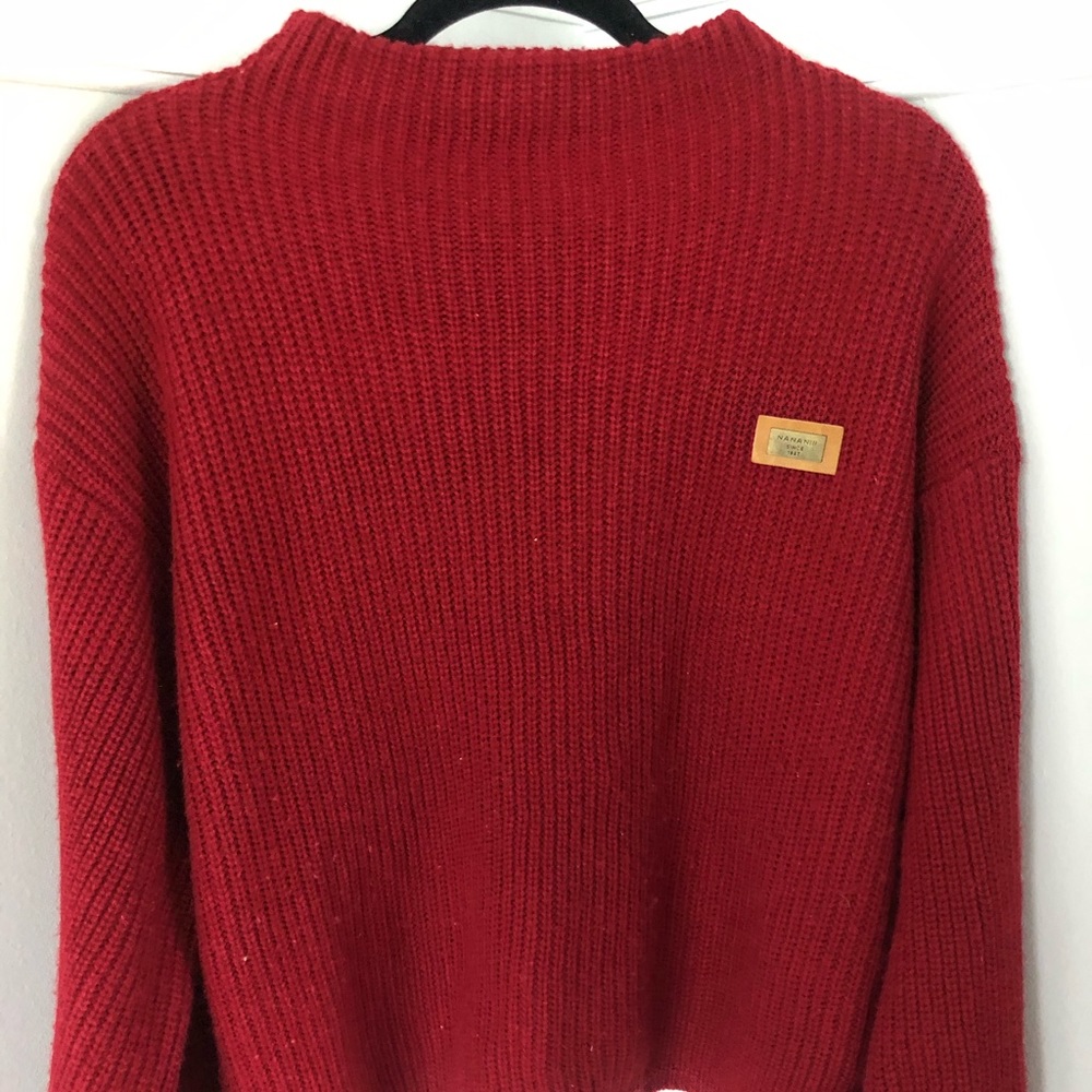 Red Knit Scoop Neck Sweater